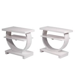 Pair of Art Deco White Lacquer End Tables
