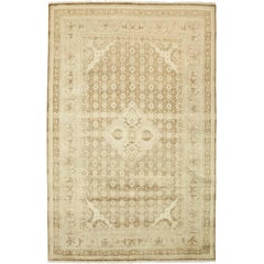 One-of-a-Kind Oriental Silky Oushak Wool HandmadeArea Rug, Beige, 5' 10 x 8' 10