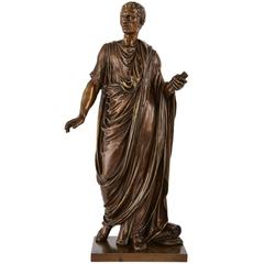 Antique Patinated Bronze Figure of Roman Emperor by Mathurin Moreau