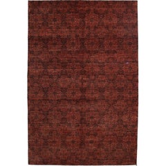 One-of-a-Kind Solid Wool Hand-Knotted Area Rug, Burnt Orange, 6
 3 x 9
 4