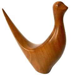 Danish Modern Solid Walnut Dove or Bird Sculpture, 1970s