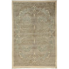 One-of-a-Kind Modern Wool Silk Blend Handmade Area Rug, Hazelnut, 6
 3 x 9