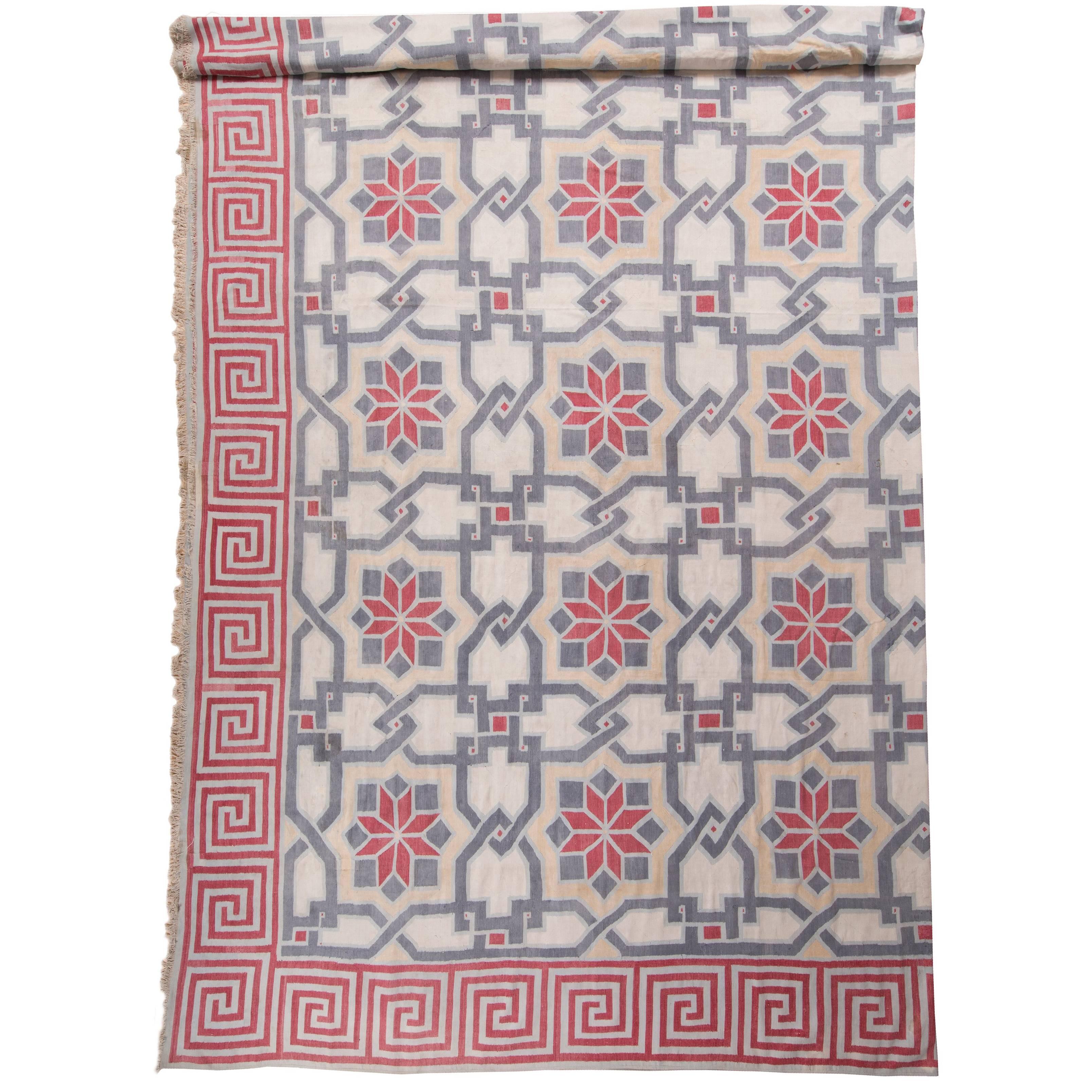 Early 20th Century Indian Floral Dhurrie For Sale