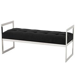 Lounge Chrome Bench in Black Fabric or Grey Velvet Fabric 10