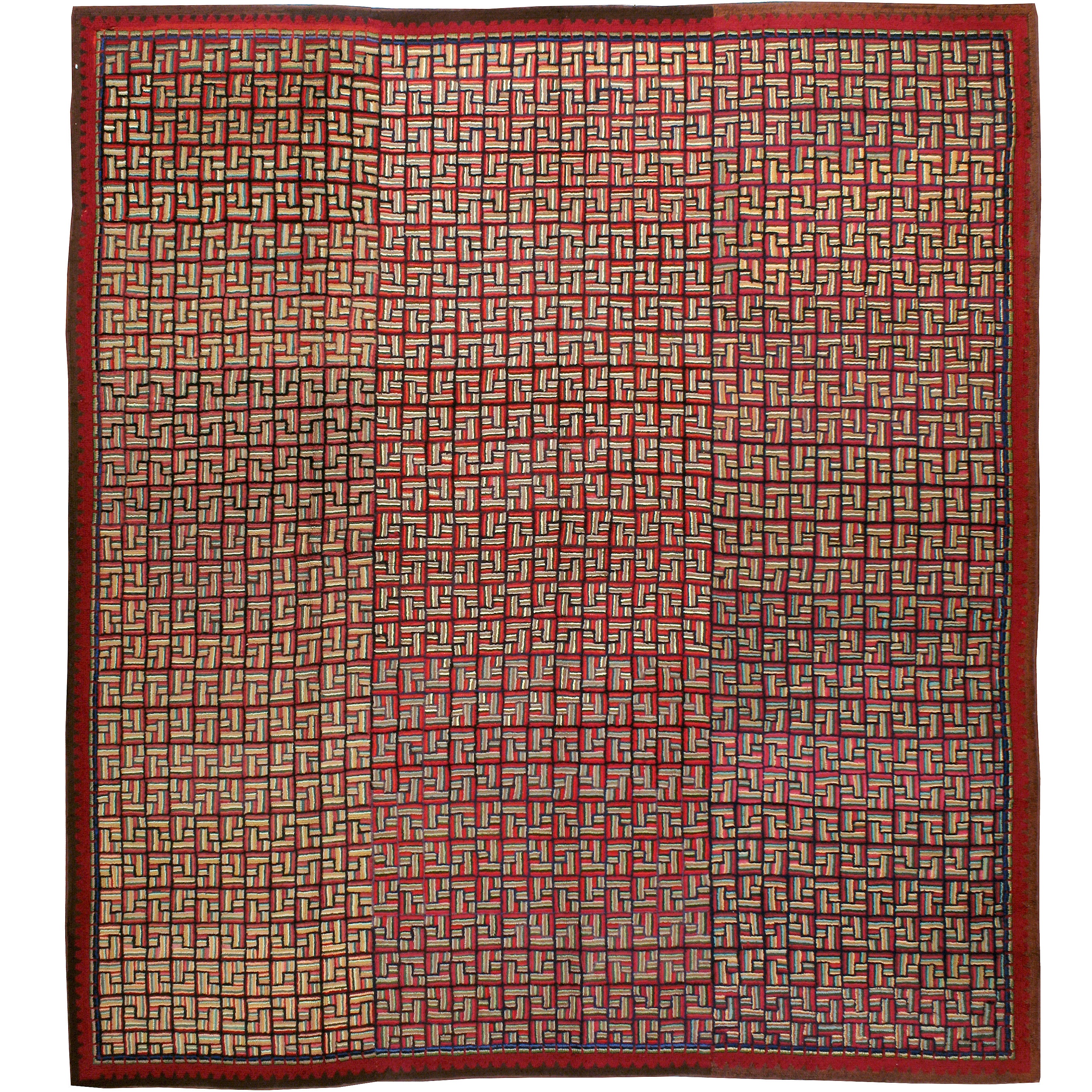 Vintage American Hook Rug For Sale at 1stDibs