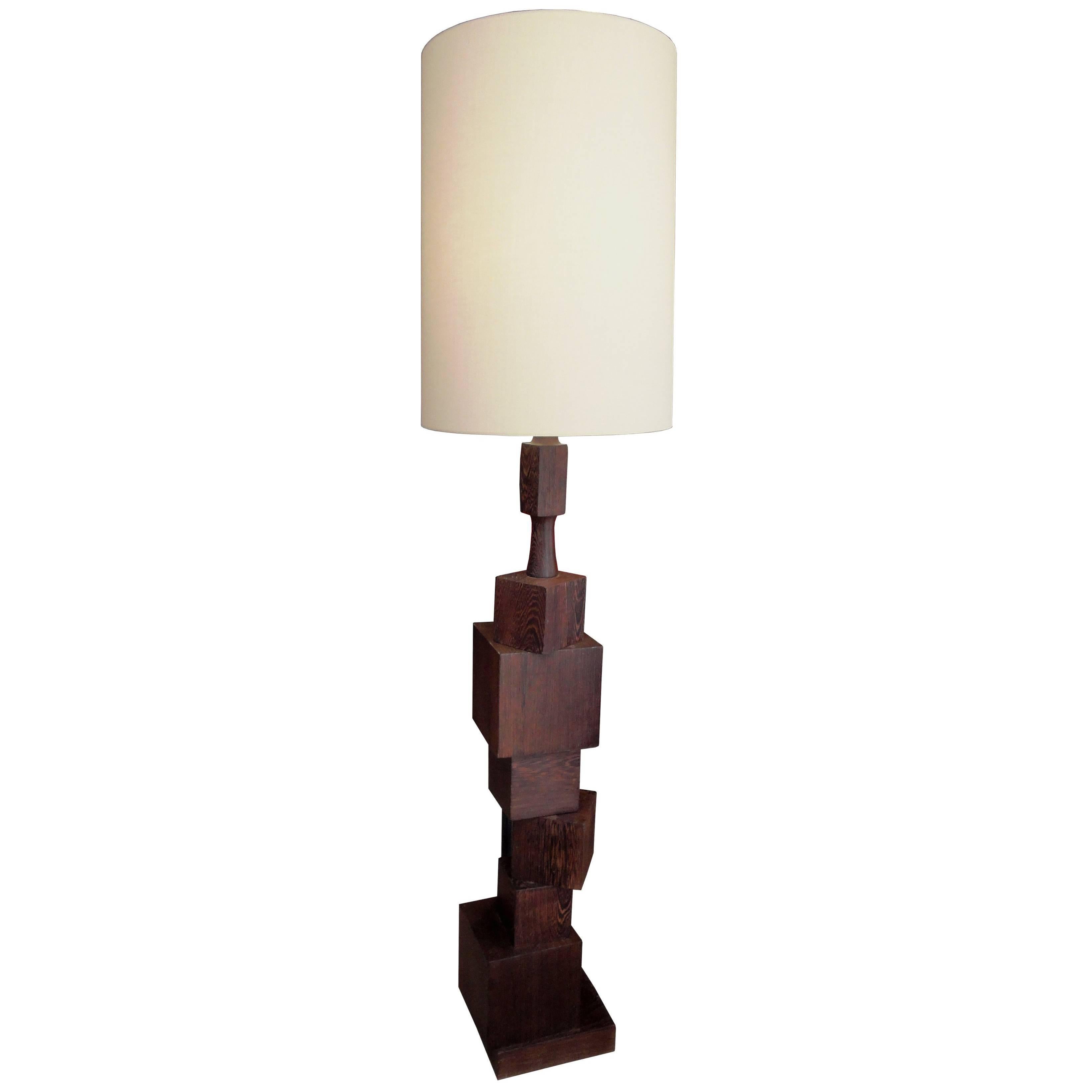 Reading Floor Lamp Formed by Rosewood Cubes For Sale