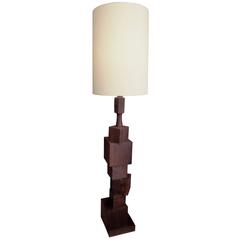 Reading Floor Lamp Formed by Rosewood Cubes