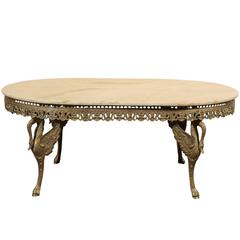 Elaborately Cast Brass Neoclassical Style Oval Cocktail Table