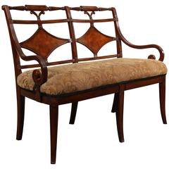 Theodore Alexander Upholstered Mahogany Bench