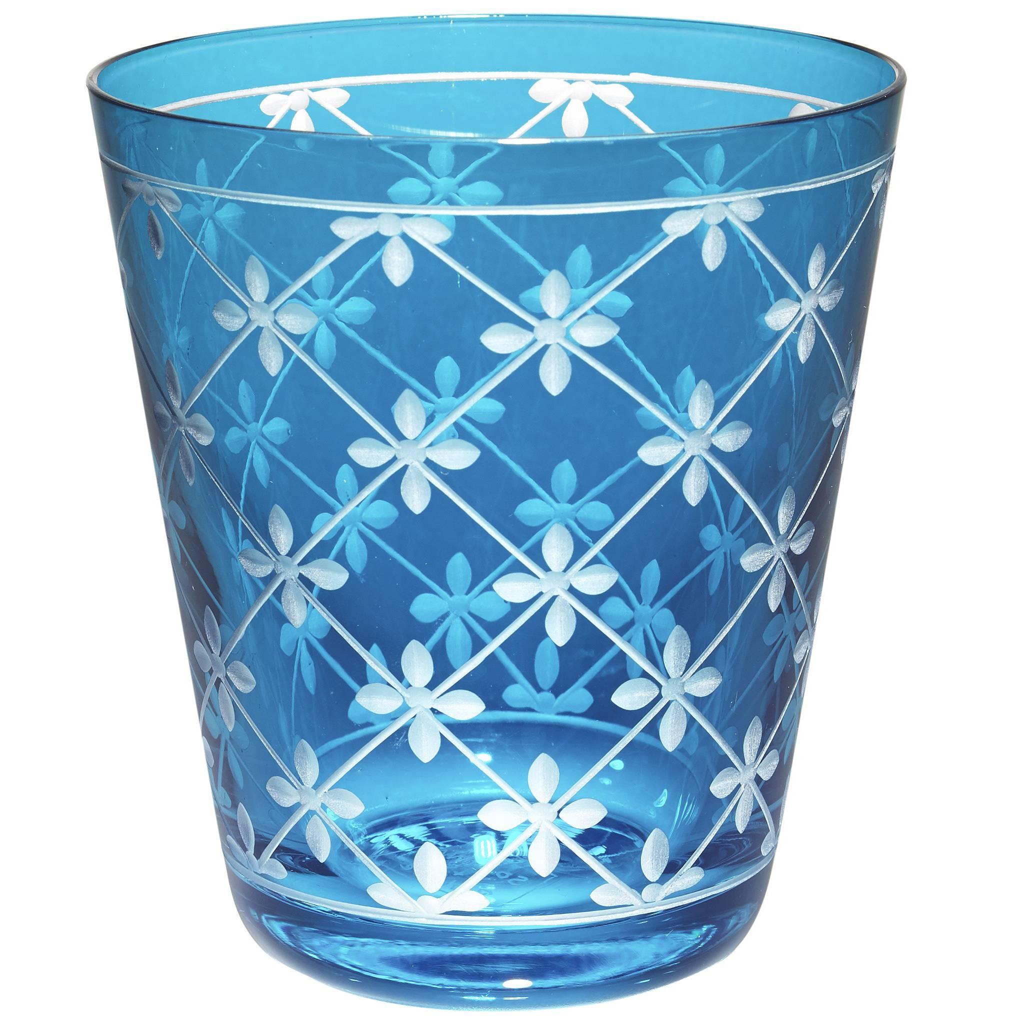 Modern Hand-Blown Goblet in Blue Glass Sofina Boutique Kitzbühel