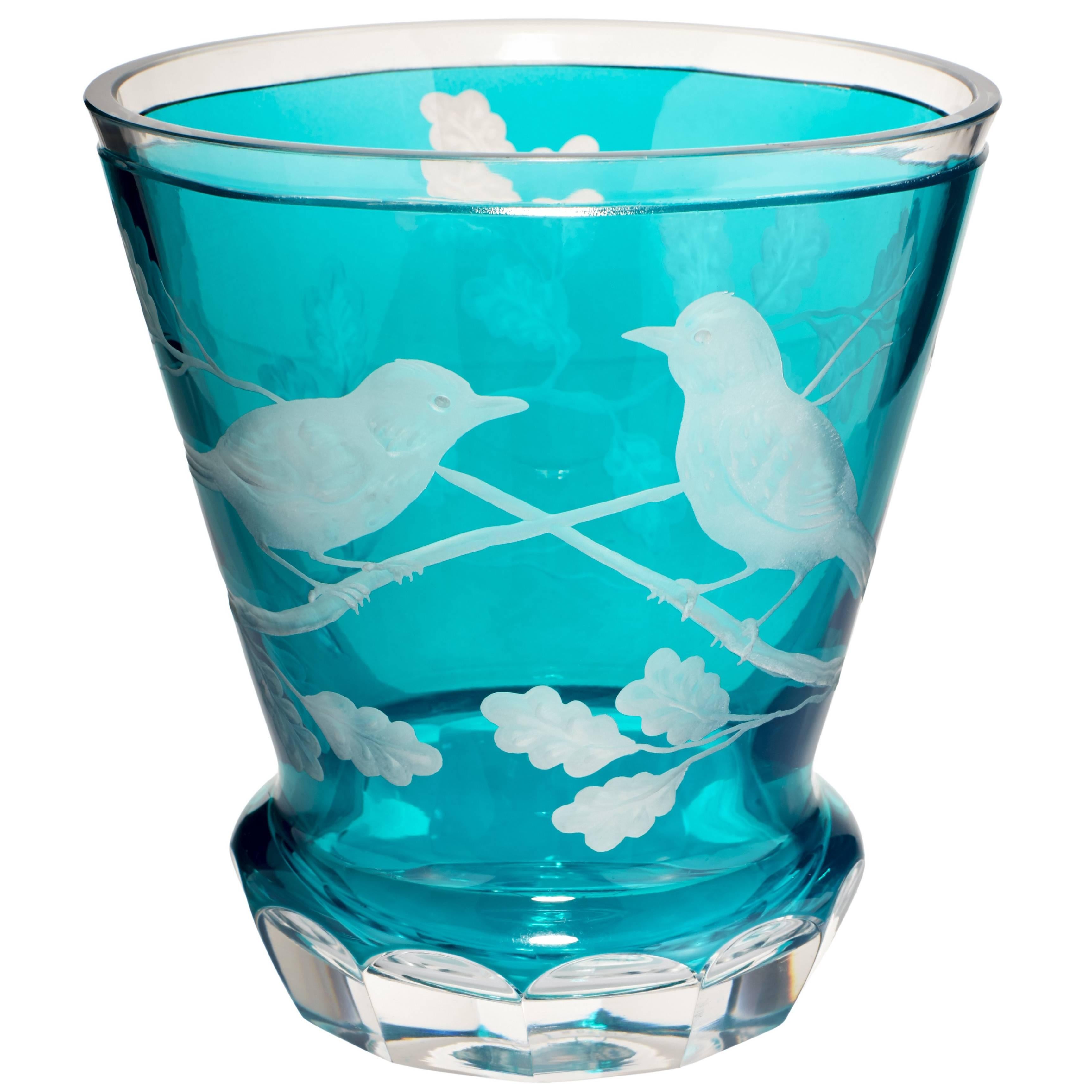 Verre bleu pétrole à laterne en cristal de style campagnard  Sofina Boutique Kitzbuehel en vente