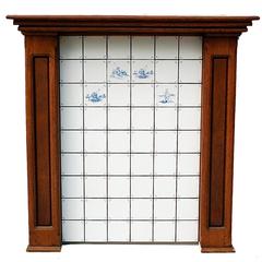 Vintage Oak Fireplace Surround with Tiled Central Panel, Late 20th Century