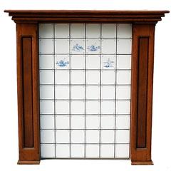 Vintage Oak Fireplace Surround with Tiled Central Panel, Late 20th Century