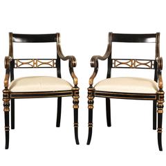 Pair of Maitland-Smith Regency Style Armchairs