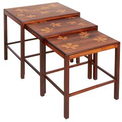 Rosewood Nesting Tables with Chestnut Inlay 8