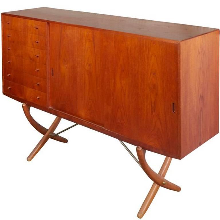 Danish Teak Cupboard by Hans Wegner Aka Saber Leg