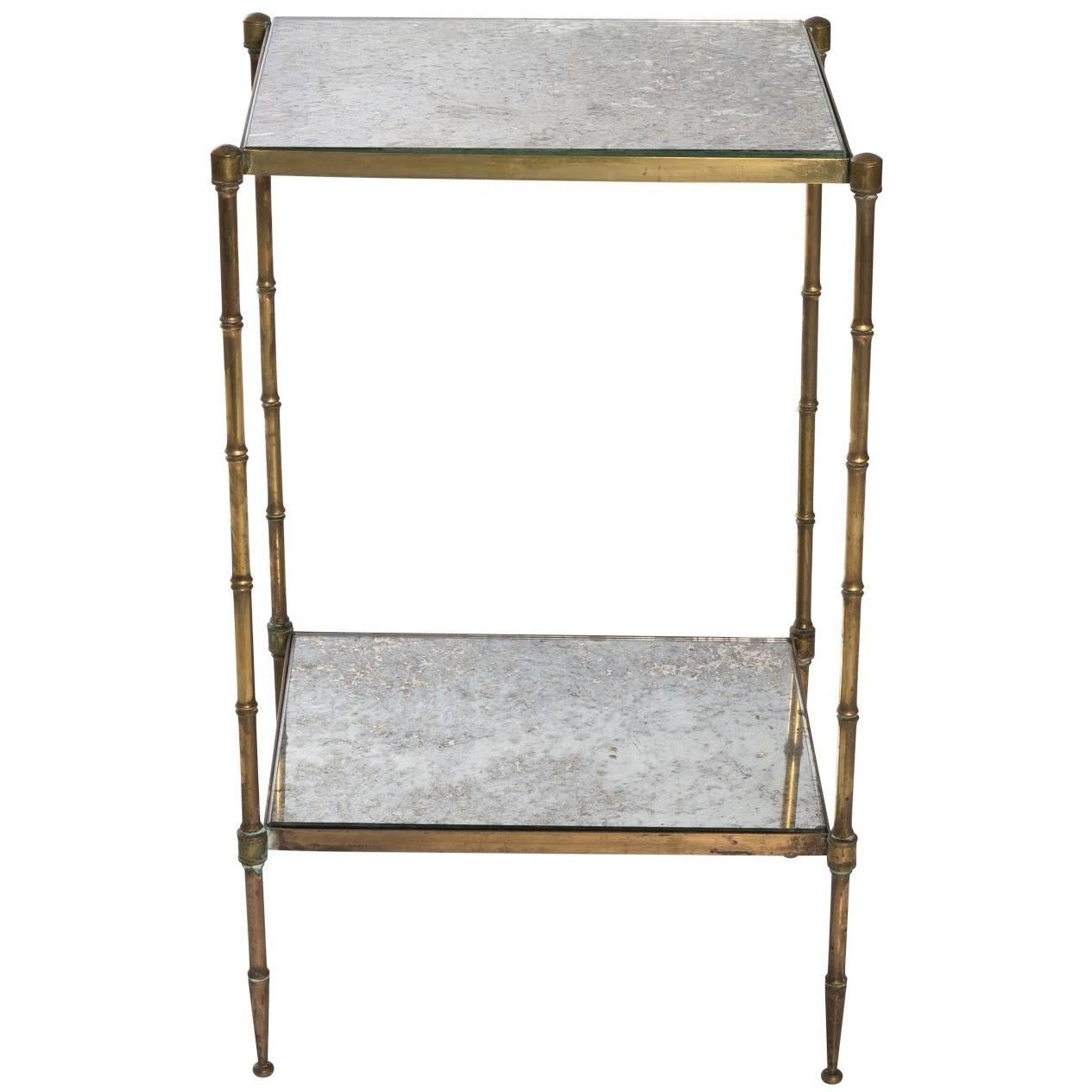 Petite Mirrored Side Table For Sale