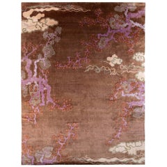 Modern Silk "Tree And Cloud" Rug By CARINI  12x16. Natural Dyes