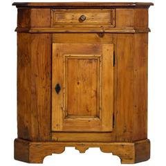 Early 20th Century Tyrol Country Corner Rustic Cupboard Solid Wood Pine Restored