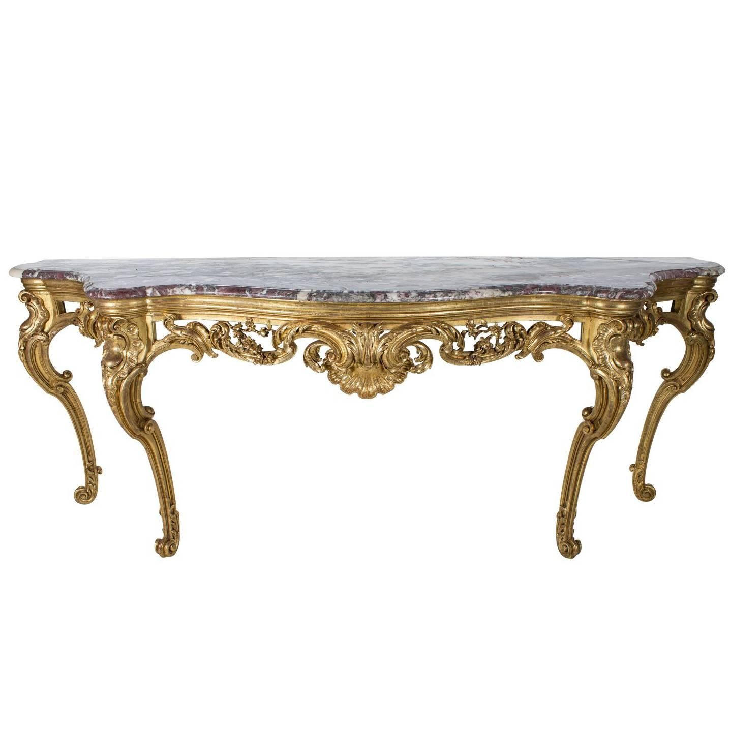 French Marble Top Console For Sale