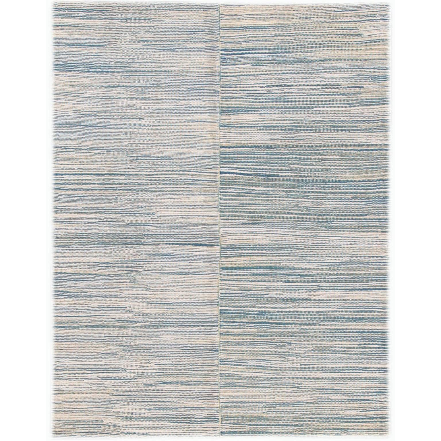 21st Century Contemporary Blue/Ivory Textured Turkish Kilim Rug For Sale