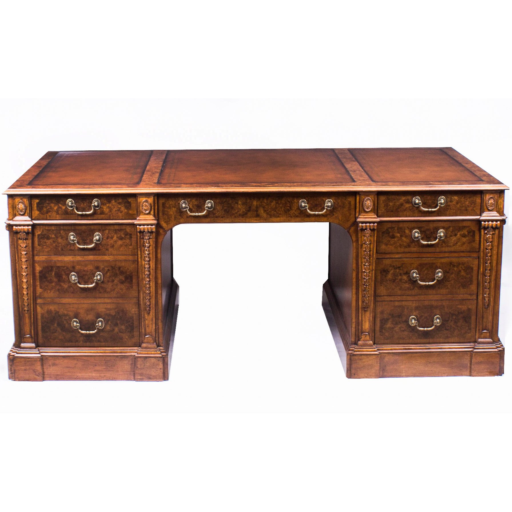 Superb Victorian Style Burr Walnut Partners Pedestal Desk At 1stdibs