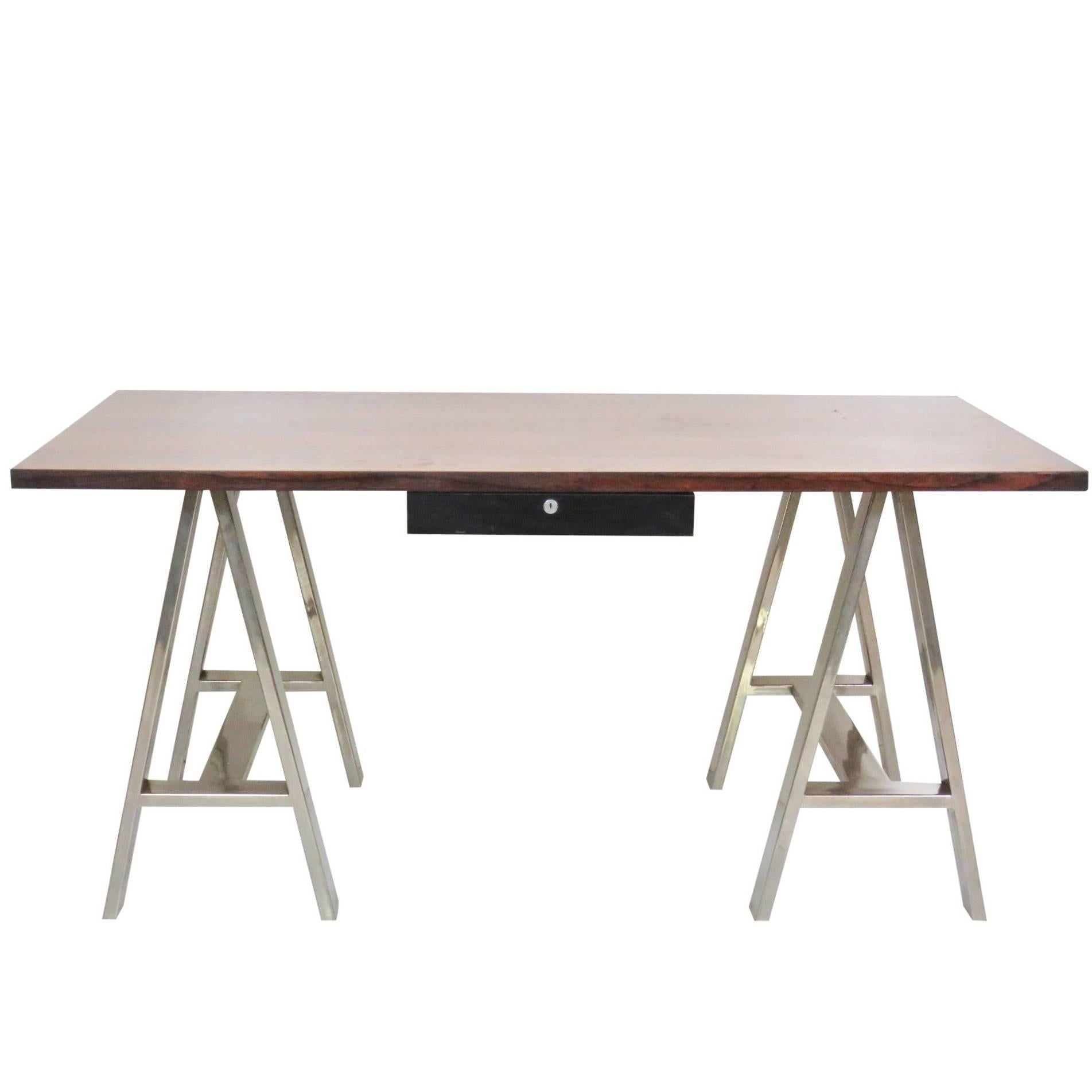 Modern Design Sawhorse Chrome Leg Desk