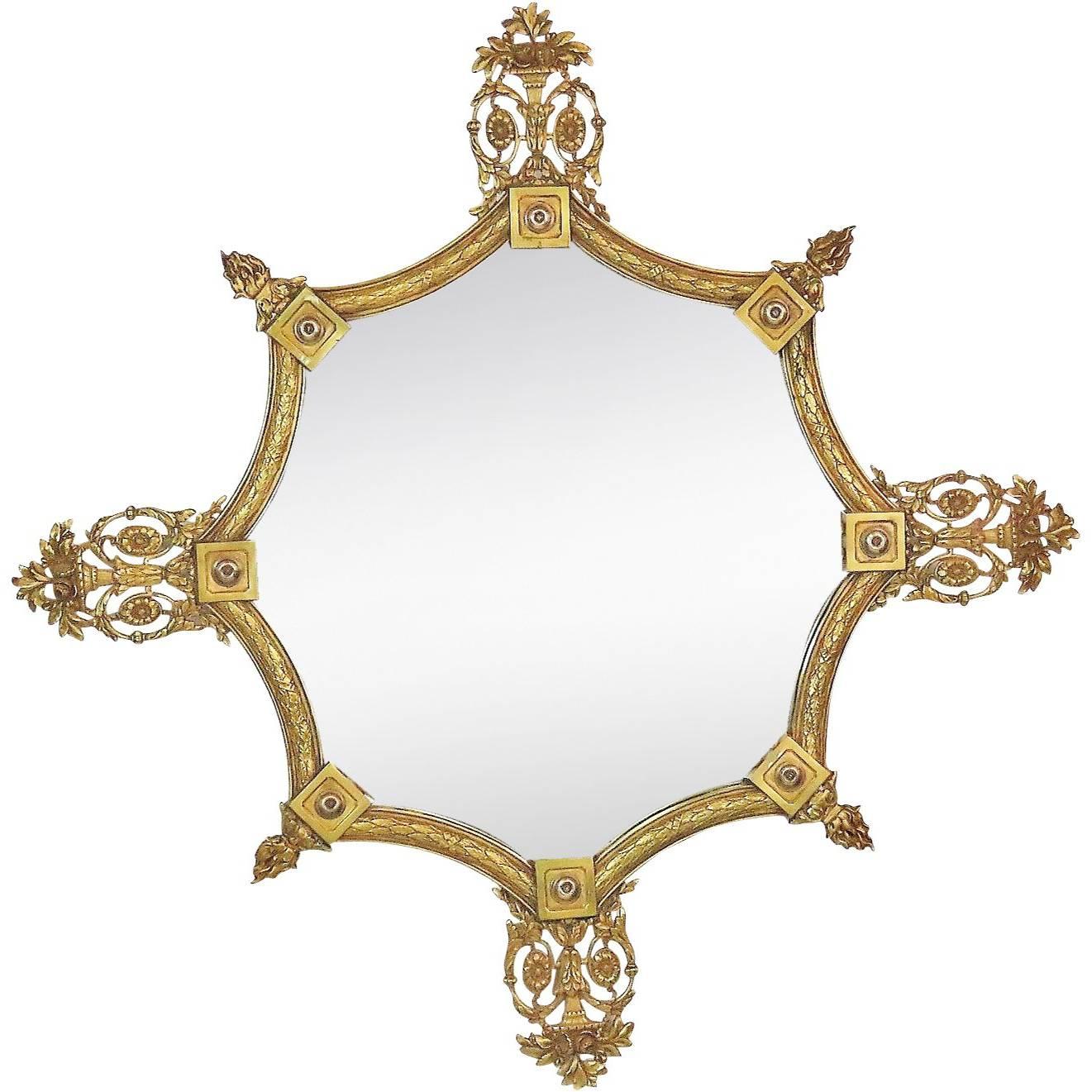 French Style Brass Hanging Wall Mirror