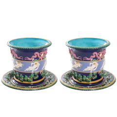 Minton Majolica Putti Jardinieres