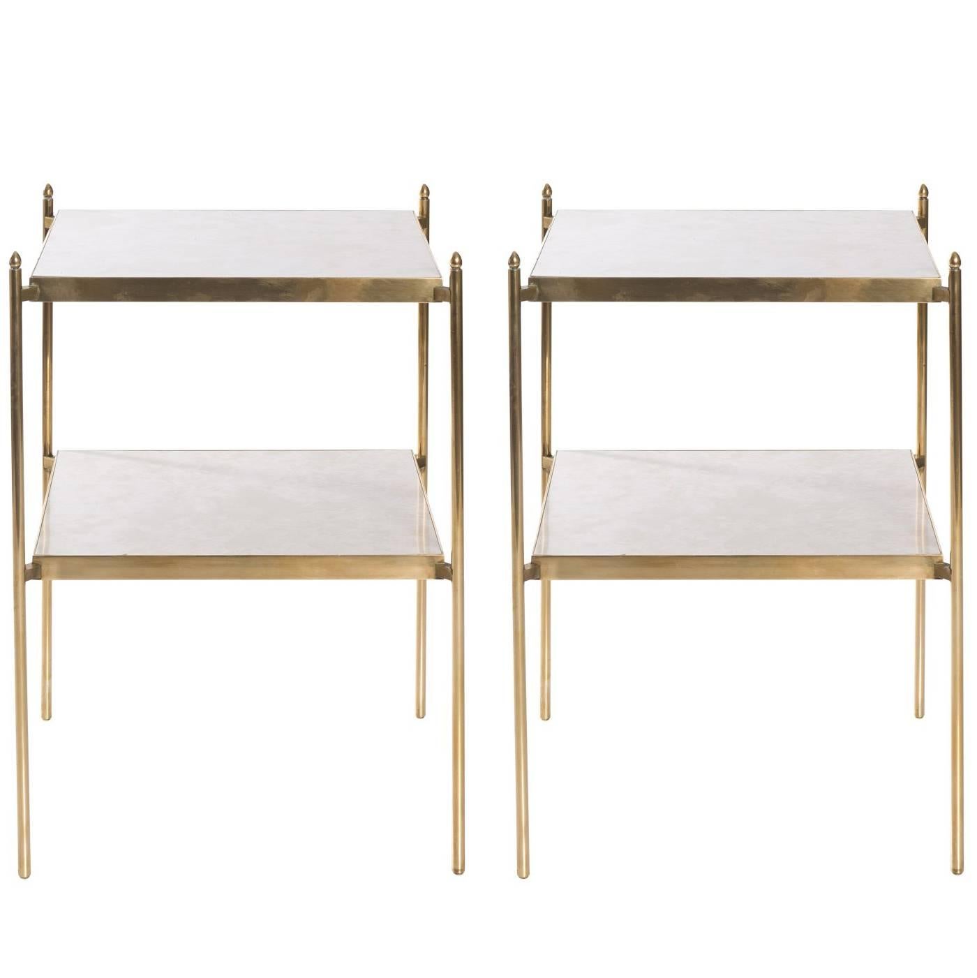 Tiered Brass Side Tables