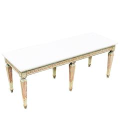 Louis XVI Style Distressed Painted Marble-Top Coffee Table Louis XVI Style Distressed Painted Marble-Top Coffee Table
