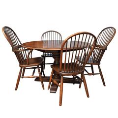 Oak Table and Four Windsor Chairs