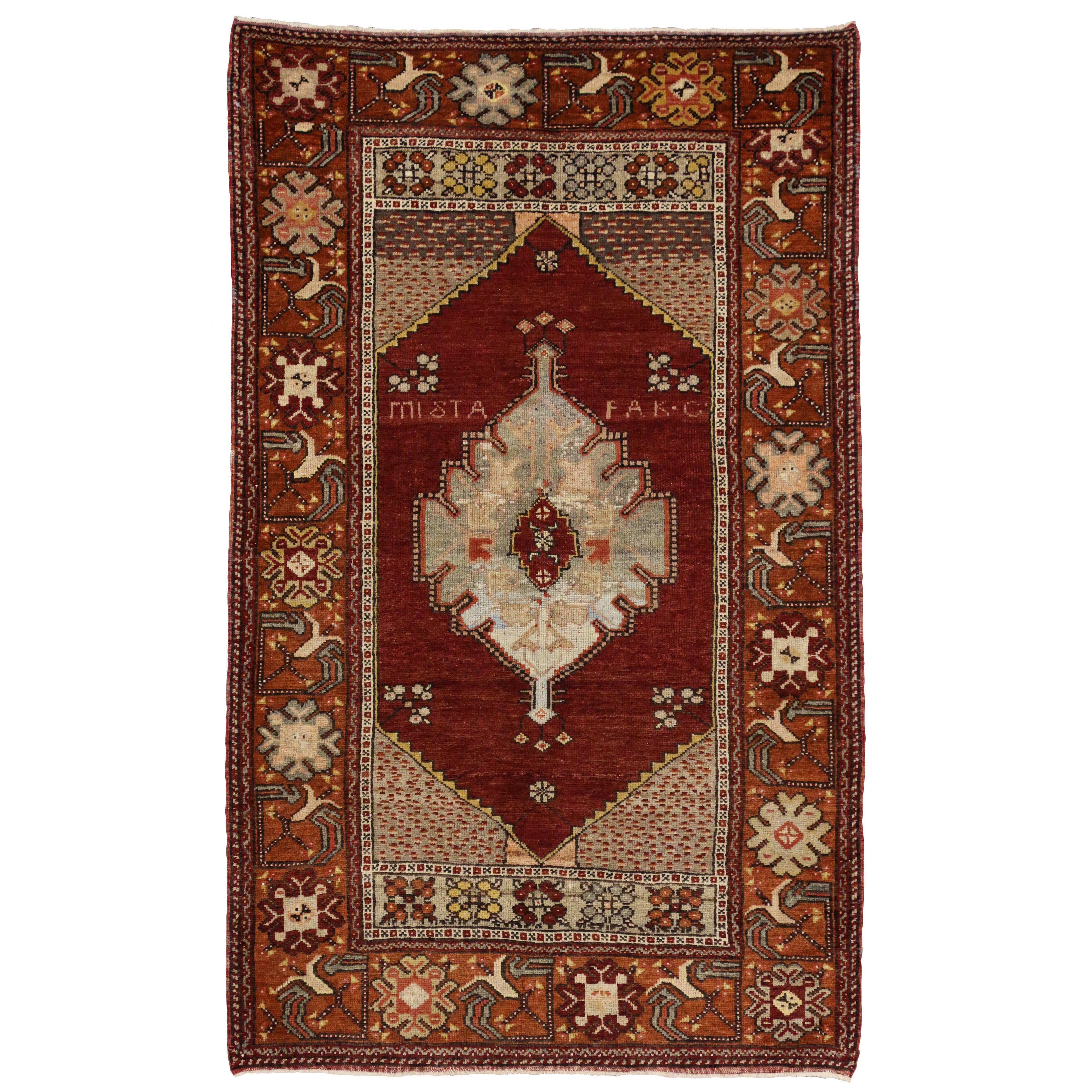 Elizabethan Rug Vintage Turkish Oushak Rug with Modern Medieval Elizabethan Style For ...