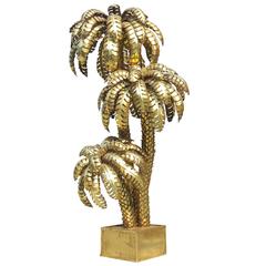 Maison Jansen Extra Large Brass Palm Tree Floor Lamp
