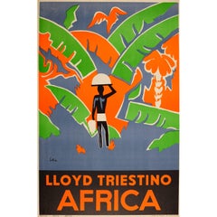 Original Vintage Cruise Ship Travel Advertising Poster - Lloyd Triestino Africa
