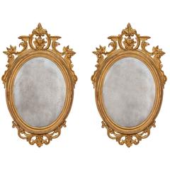 Pair of Italian 18th Century Giltwood Mirrors from Northern Italy 12