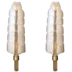 Stunning Pair of Barovier and Tosa Feather Wall Sconces