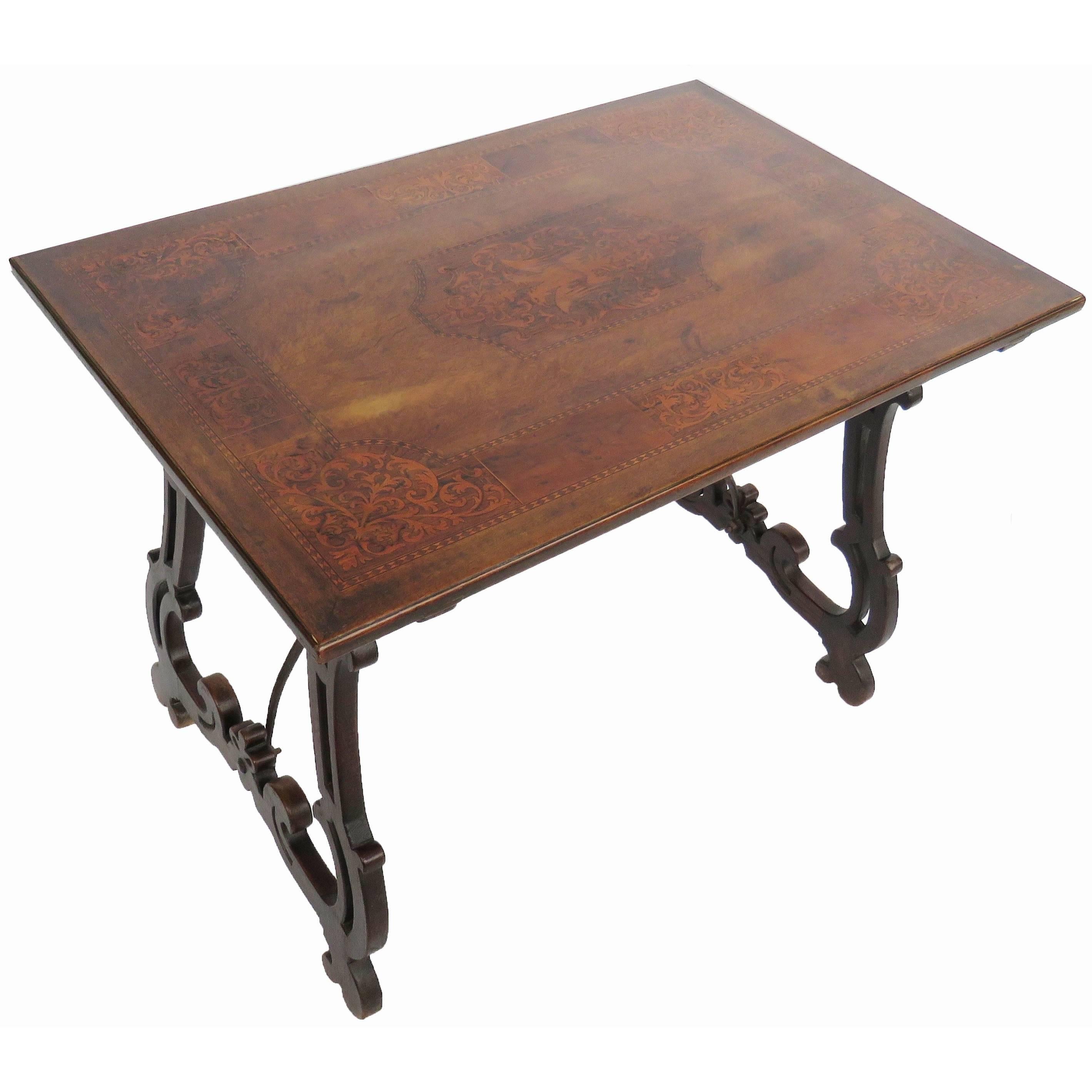 Walnut Inlaid Side Table For Sale