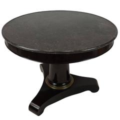 19th Century French Empire Ebony Gueridon, Black Marble Top