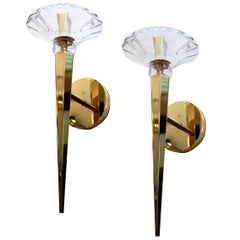 Pair of Moderne Torch Sconces