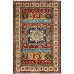 One-of-a-Kind Southwestern Wool Hand-Knotted Area Rug, Carmine, 6' 10 x 10' 8