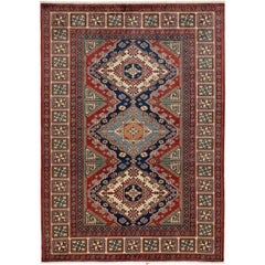 One-of-a-Kind Southwestern Wool Hand-Knotted Area Rug, Carmine, 5' 2 x 7' 2
