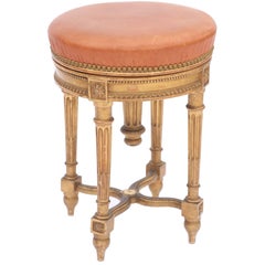 Giltwood Louis XVI Piano Stool with Leather Seat