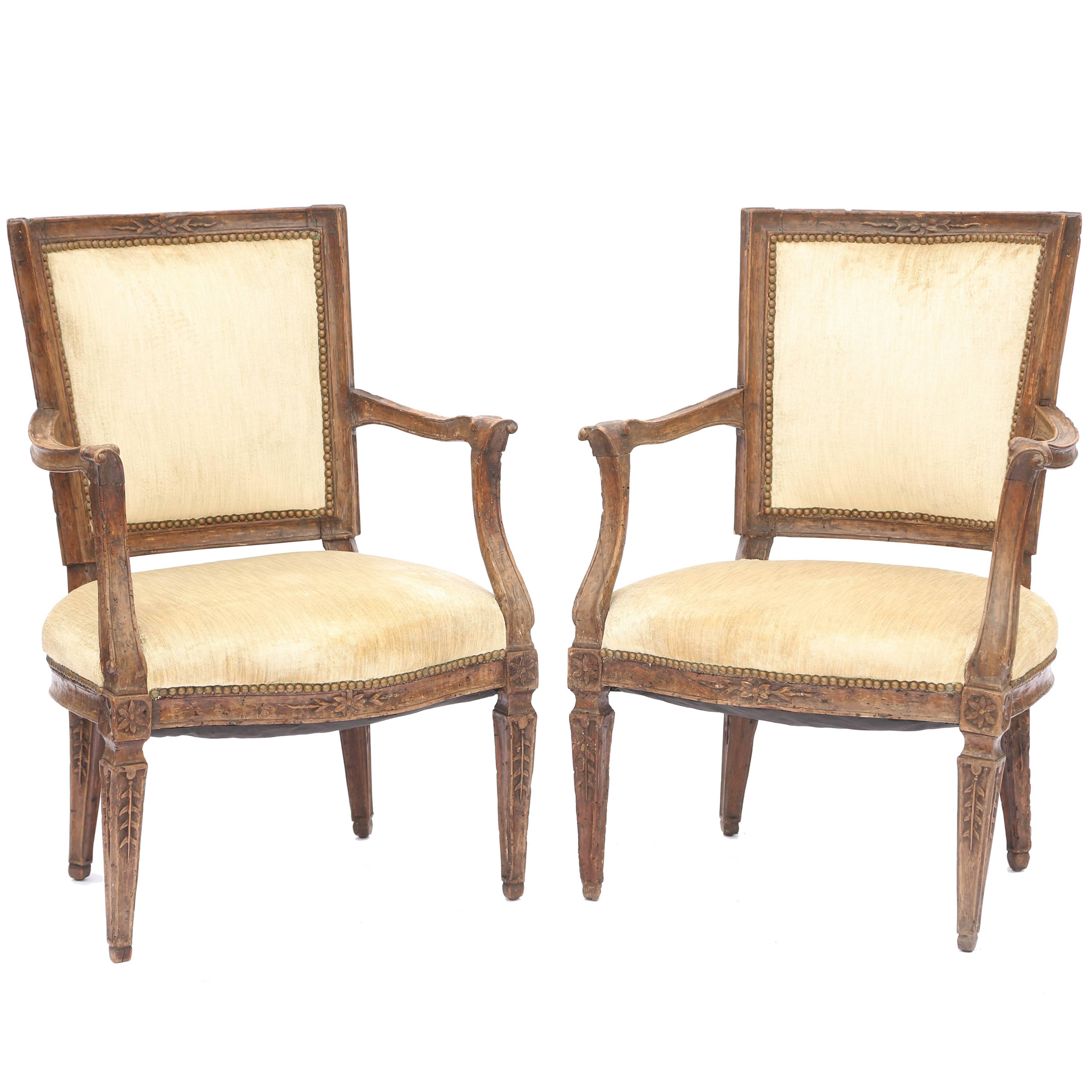 Paire de fauteuils italiens du XVIIIe siècle du XVIIIe siècle