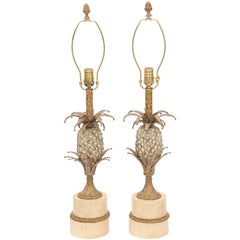 Pair of Gilt Metal Pineapple Form Table Lamps