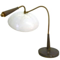 Rare Mid-Century Brass and Enameled Metal Task Lamp