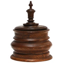 Antique Wooden Tobacco Jar from 1920s Belgium 