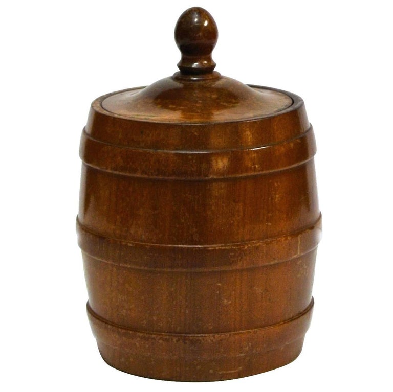 Wooden Tobacco Jar from 1920s Belgium For Sale at 1stDibs