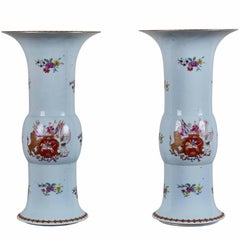 Antique Grand Pair of, circa 1915 Armorial Vases for the U.K. Market