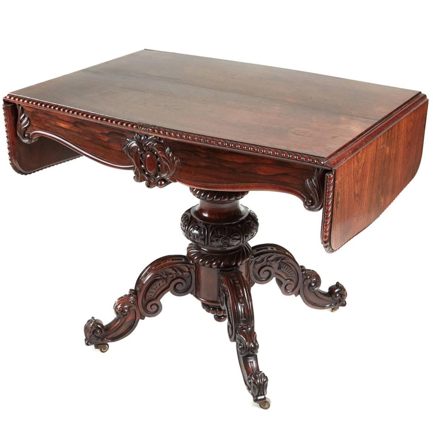 Outstanding Victorian Carved Rosewood Sofa Table For Sale at 1stDibs